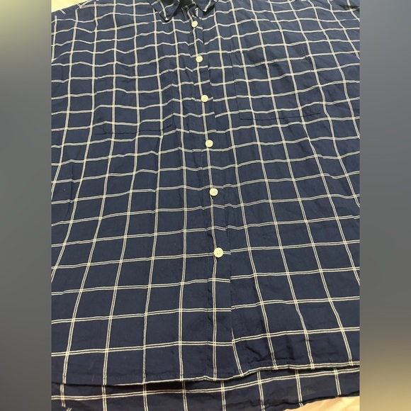 Madewell Navy Checkered Short Sleeve Button Down Shirt Sz L - Picture 5 of 7